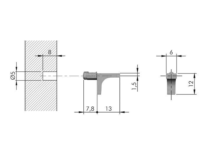 Полицетримач Italiana Ferramenta K-Line зі штифтом (18242)