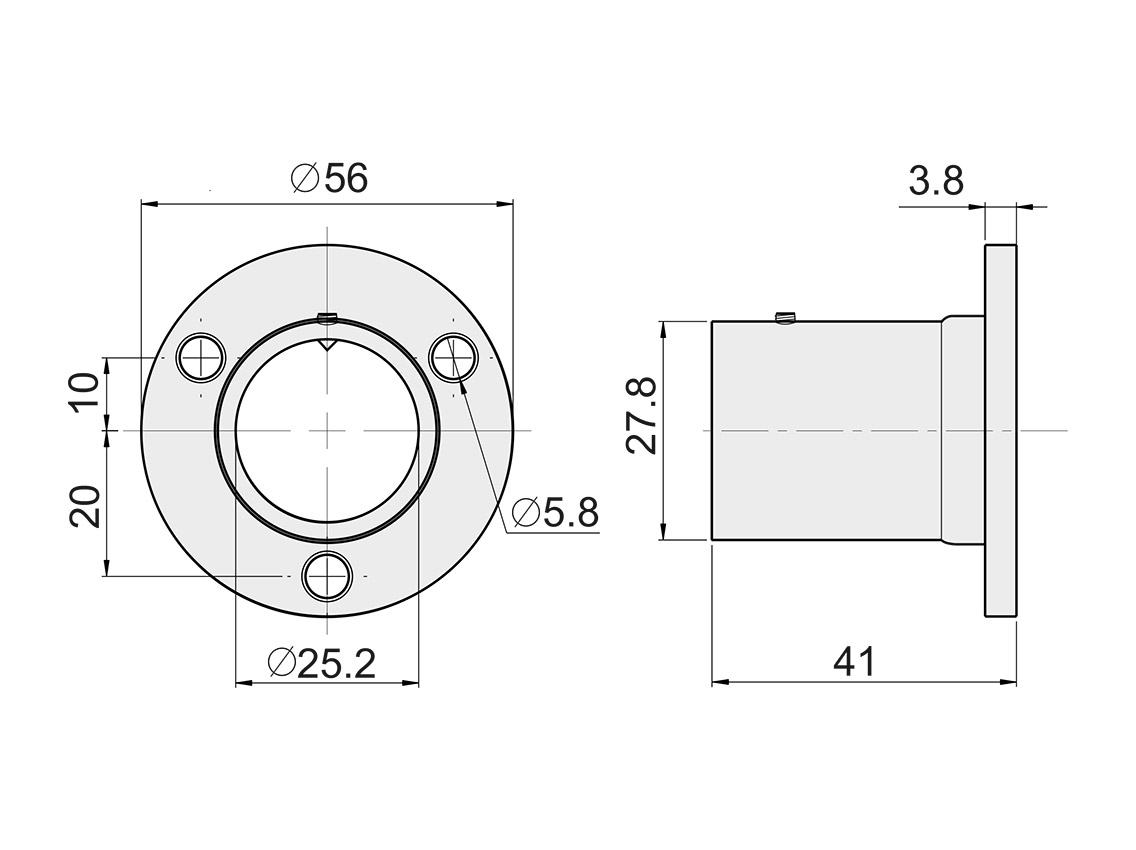 R-11M Крепление трубы d=25 высокое (алюминий) GIFF фланец хром