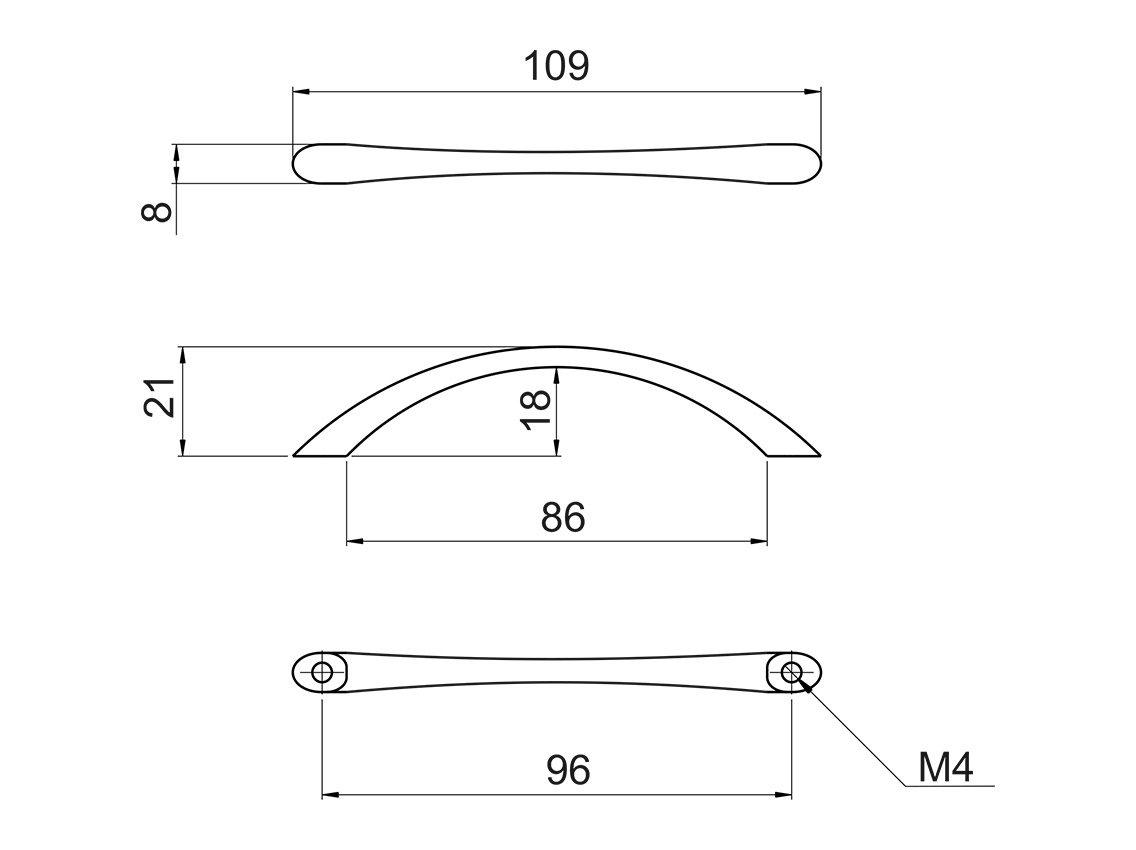Ручка скоба ALVA 1/012W/96 хром (аналог UP8204)