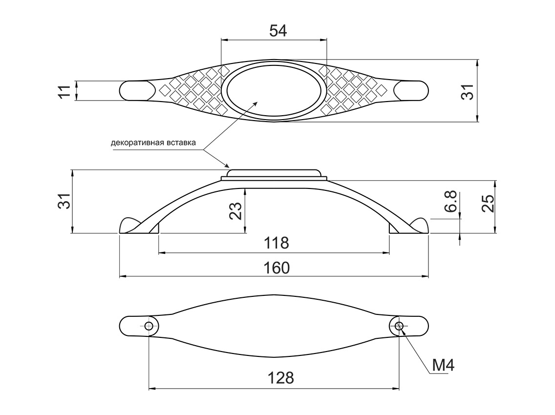 Ручка скоба Virno Azure 100/128 MLC A18 бронза