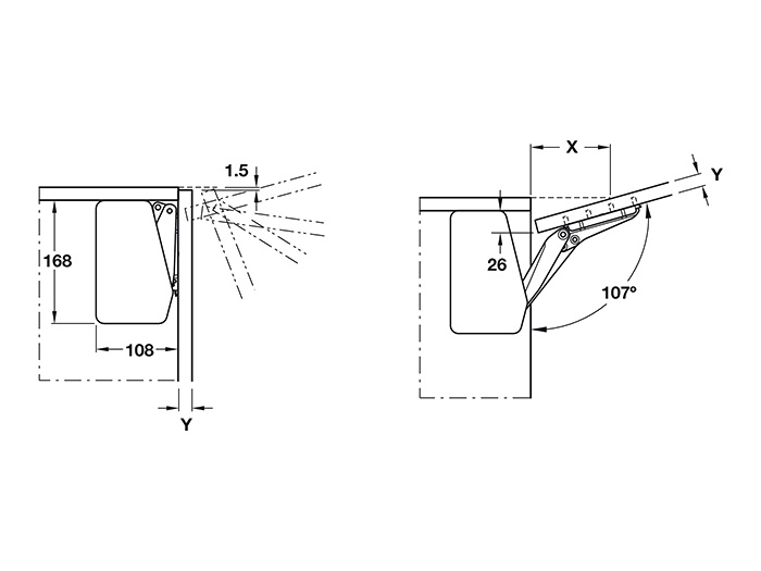 Підйомник Free Flap Hafele 1.7 A білі заглушки (372.91.720)