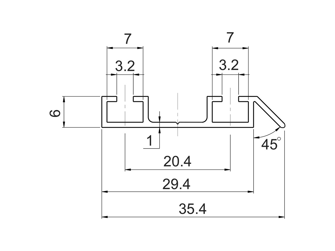 Направляючий профіль нижній Slider LINE L=5100 шампань