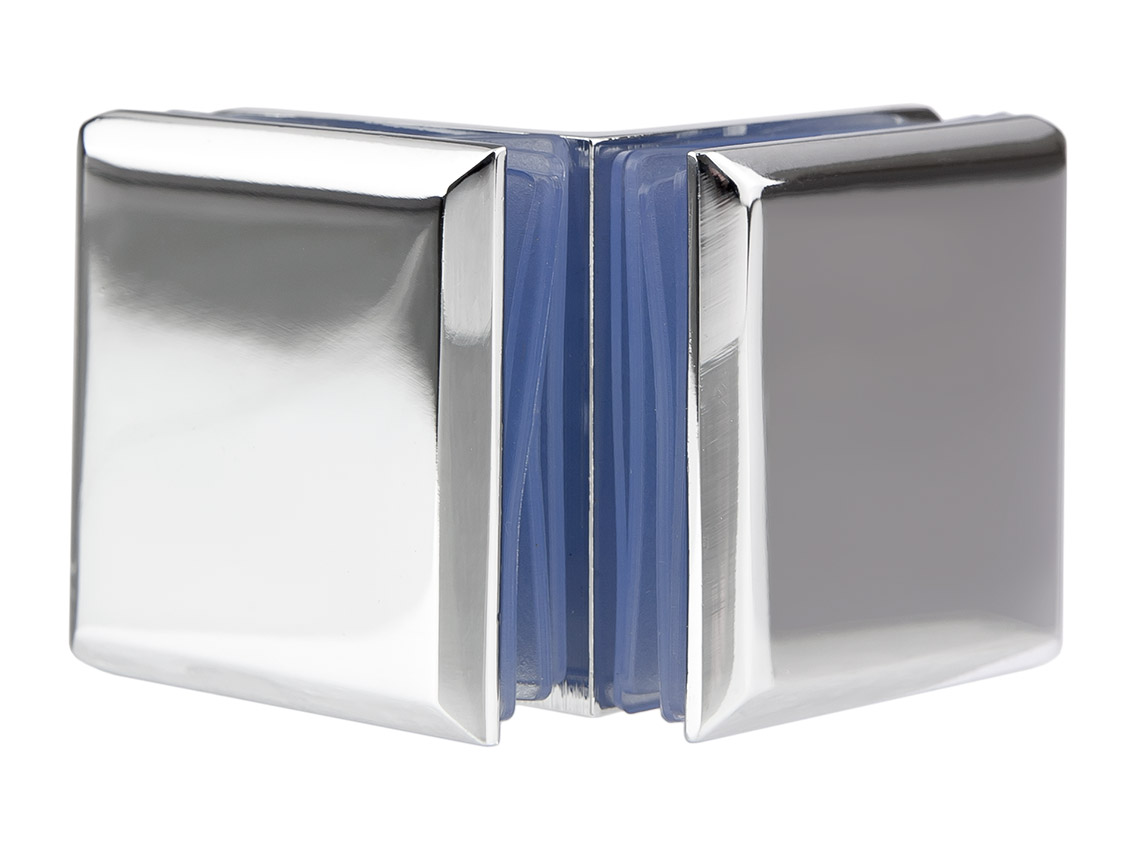 Коннектор 90° цинк. сплав стекло-стекло GIFF 725Zn полированный хром