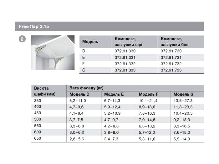 Подъемник Free Flap Hafele 3.15 D серые заглушки (372.91.330)