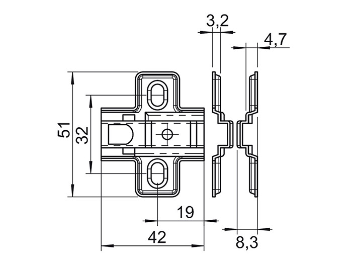 Планка для петлі монтажна Hafele METALLA SM P H=0 (311.71.500)