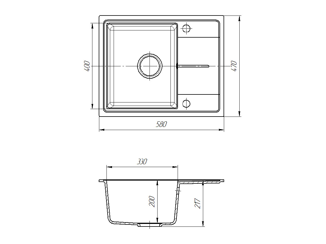 Мойка искусственный камень Solid 580х470 Силика белый песок (без отверстия под смеситель)