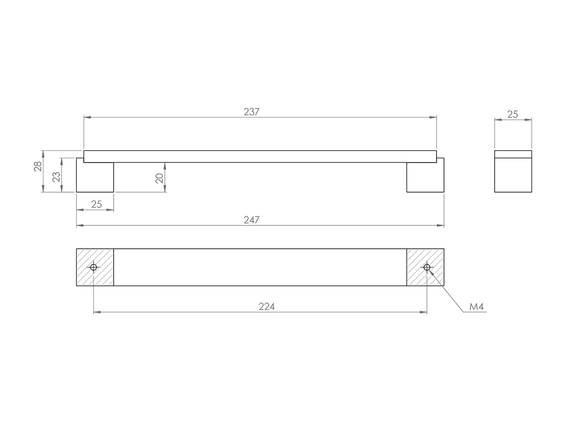 Ручка рейлінгова Virno Lines 402/224 браш сатин нікель