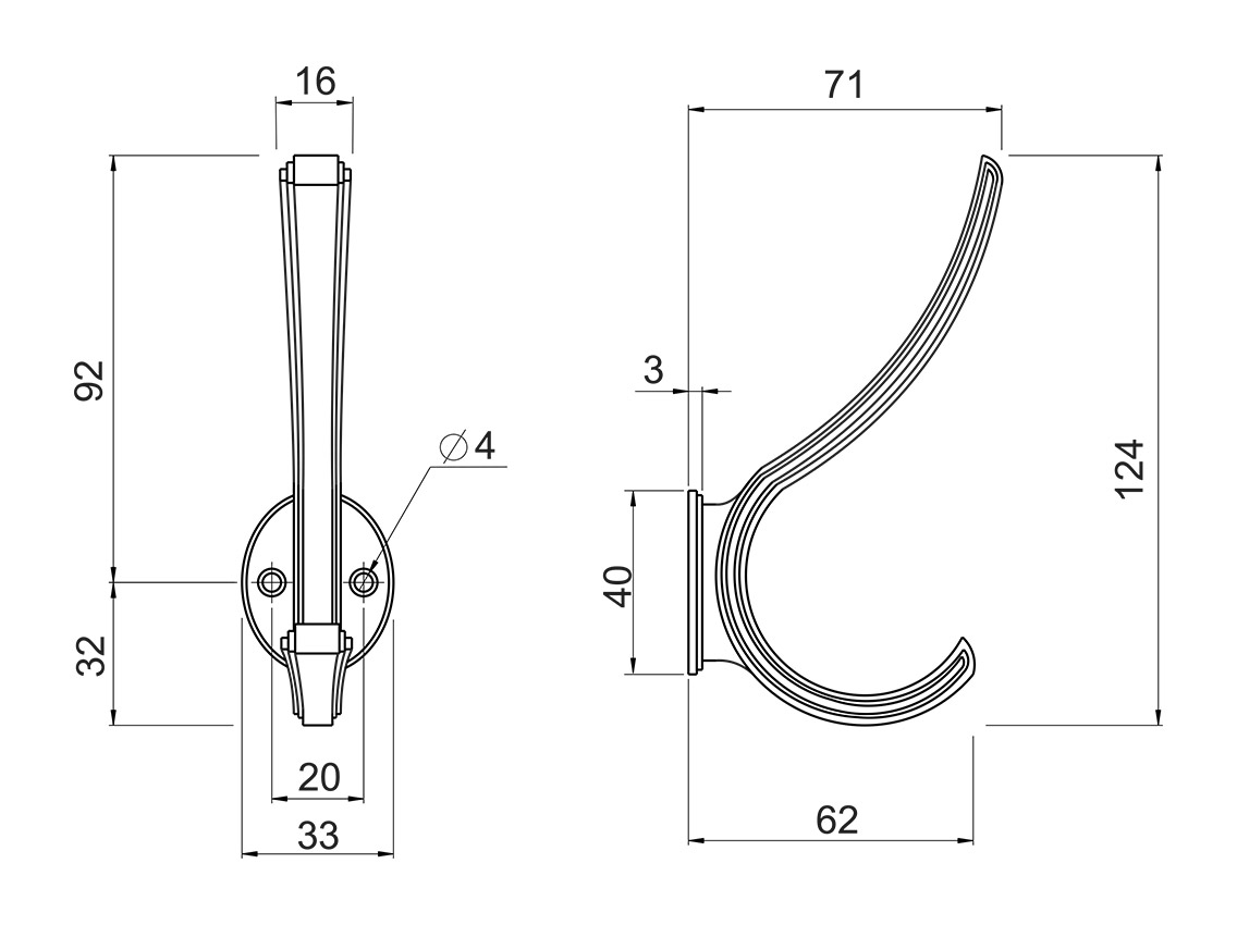 Крючок Gamet WR45-G0031 античное серебро