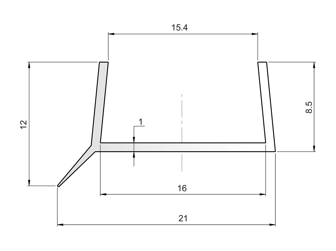 Профиль щелевой цокольный WP L=3000 t=16 прозрачный