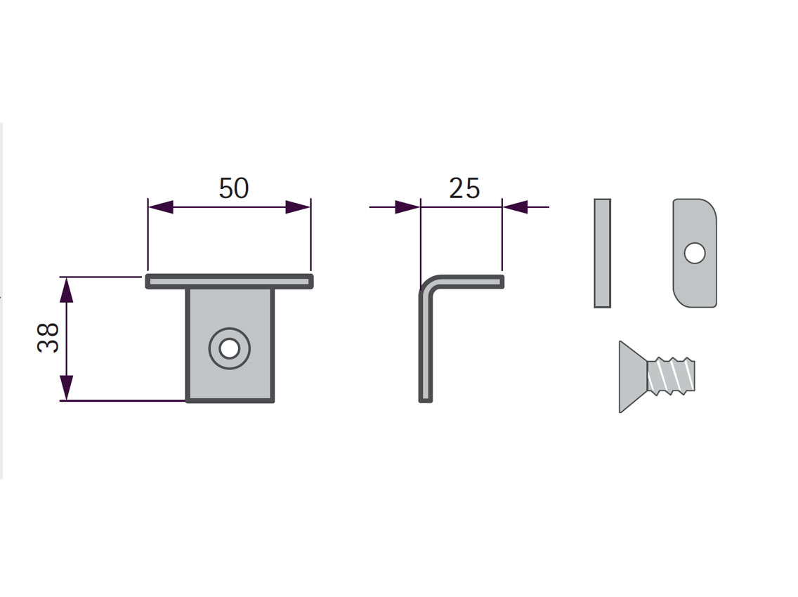 Фіксуючий елемент для полиці Volpato Stili L=50 сірий (пара)
