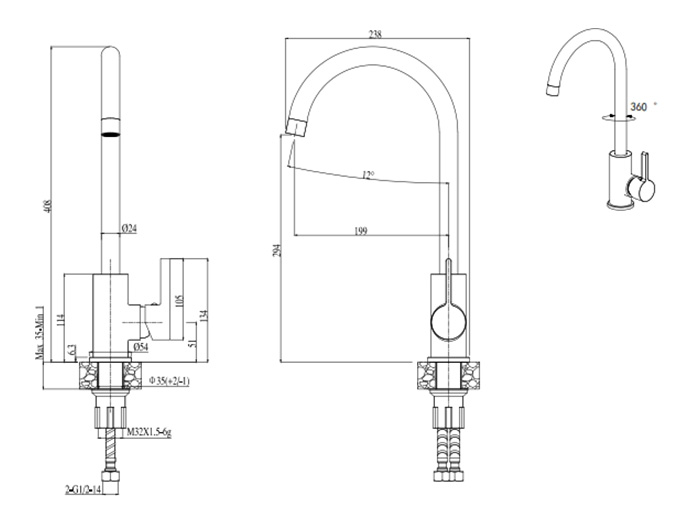 Смеситель Elleci C01 Nero G40