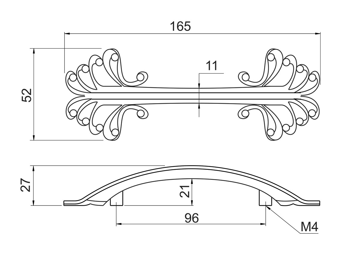 Ручка скоба Virno Style Antique 280/96 антична бронза