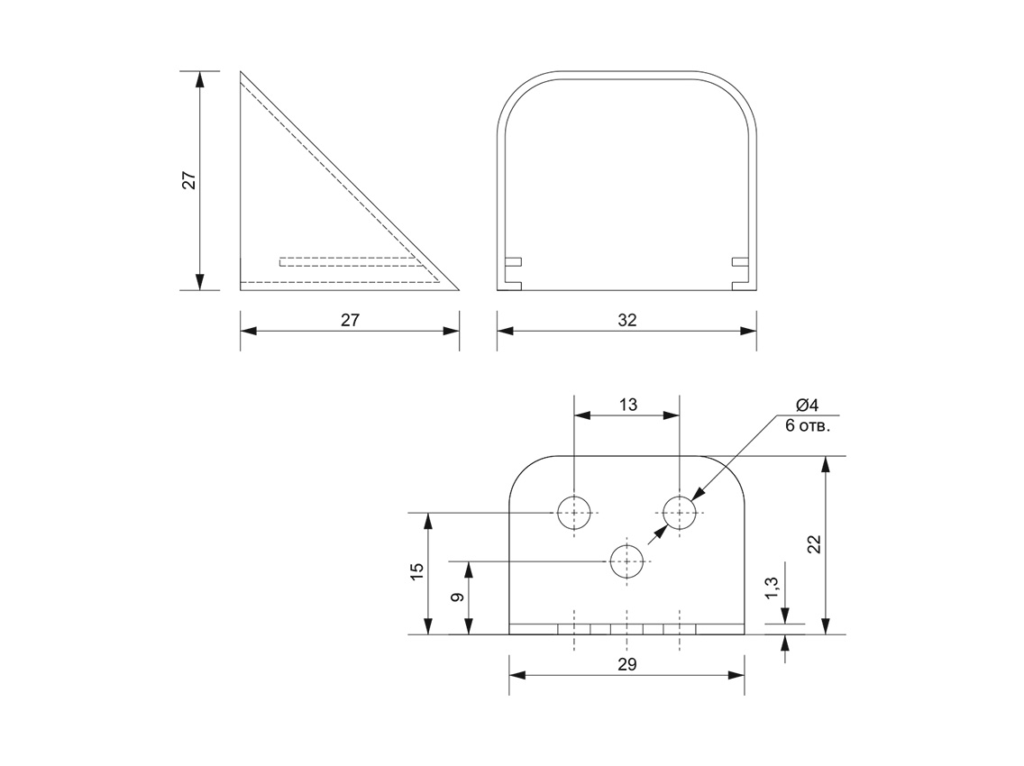Уголок мебельный двойной металлический с пластиковой заглушкой Z-02 серый