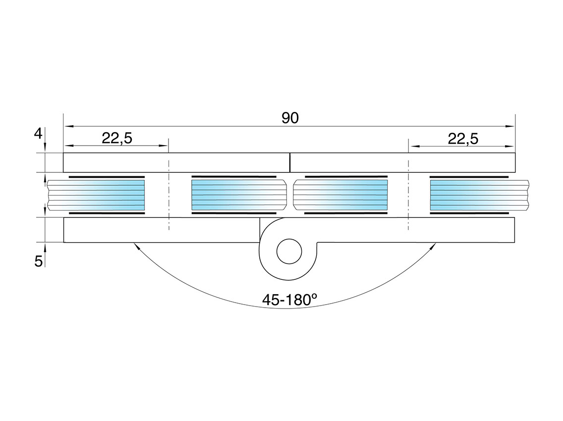 Конектор GIFF Glass Premio MILANO регульований скло-скло полірований хром