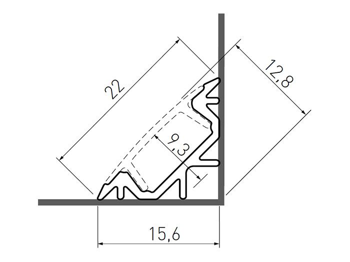 Профіль алюмінієвий кутовий для LED стрічки GTV L=3000 алюміній (PA-GLAXKT-AL)