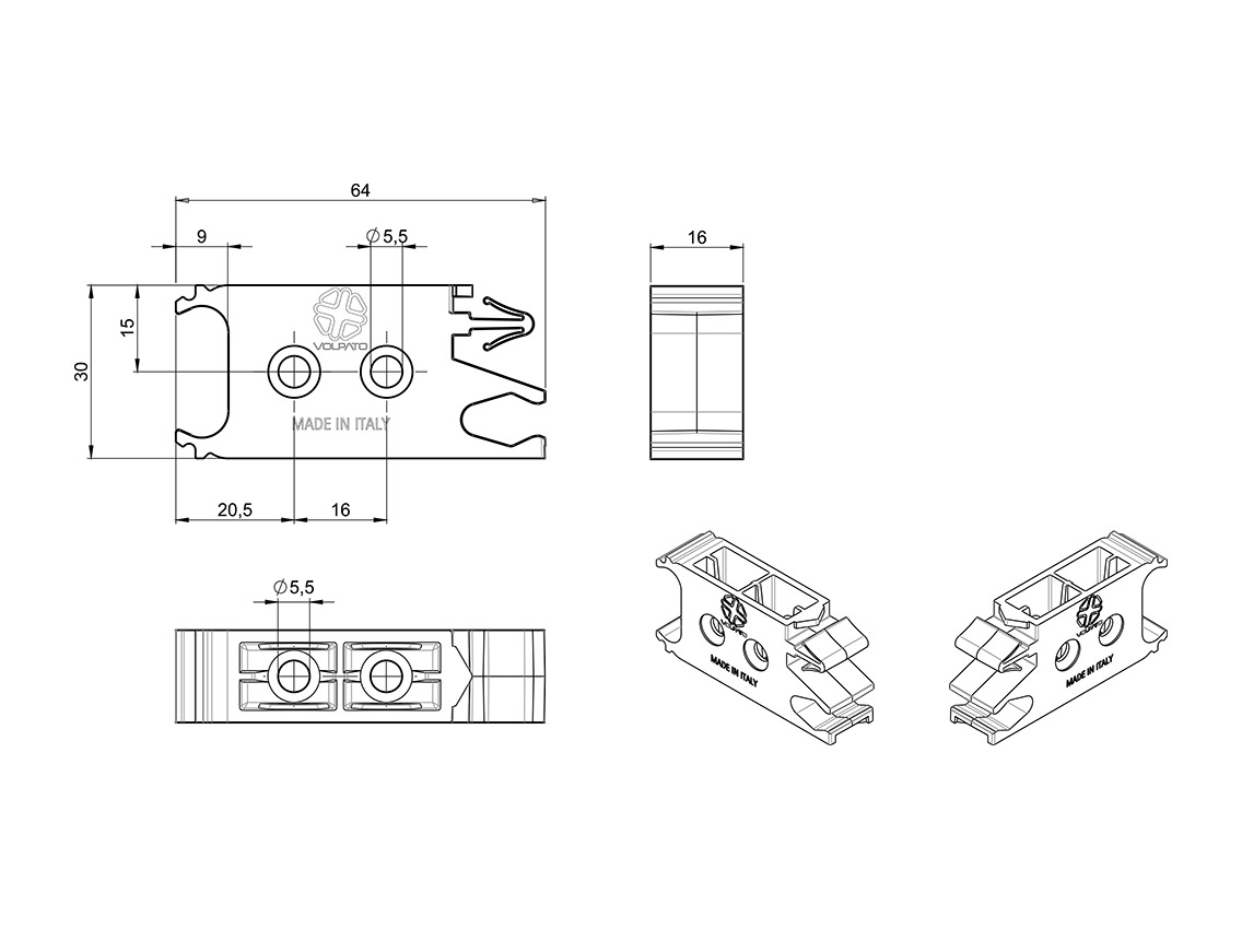 Кріплення універсальне до профілю Gola Volpato Clap`n`FIT синій