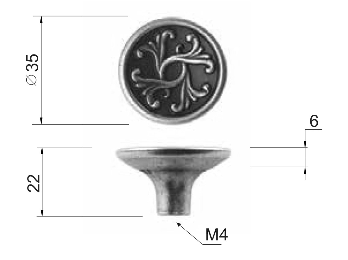 Ручка кнопка Citterio Line 2056-23 бронза