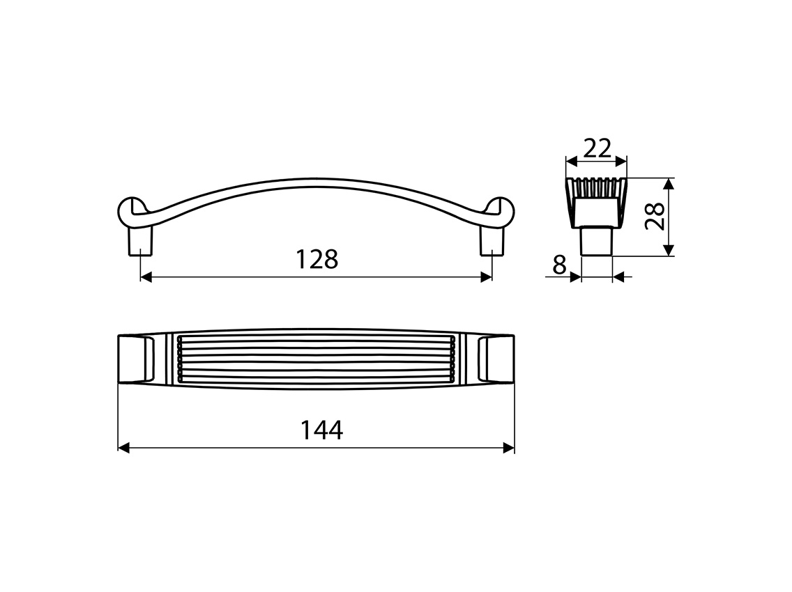 Ручка скоба Gamet UR37-0128-G0031 античне срібло