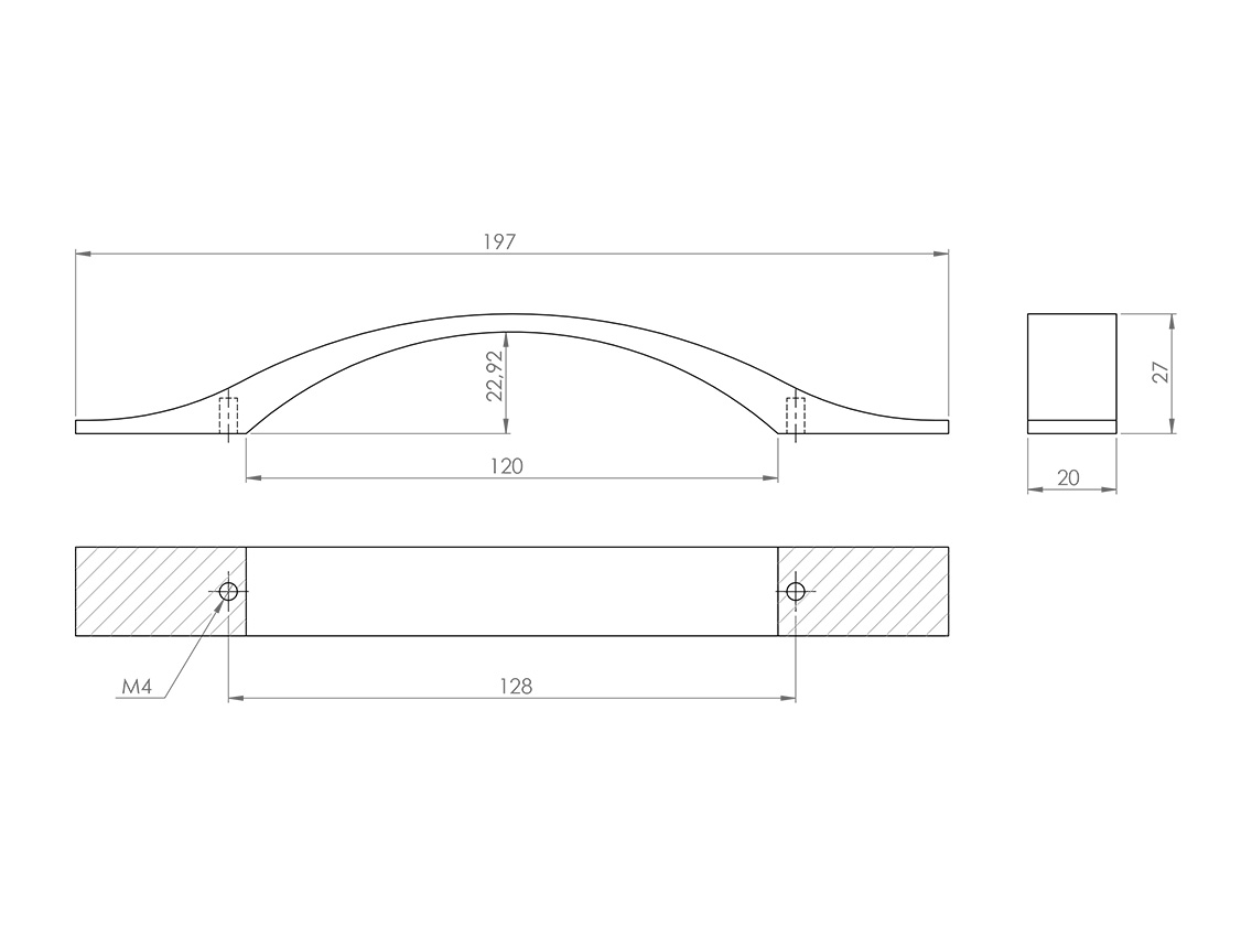 Ручка профильная GIFF 1/252/128 алюминий