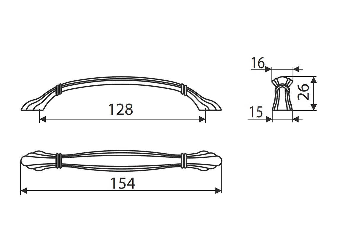 Ручка скоба Gamet UR51-0128-L44 білий матовий з золотою патиною