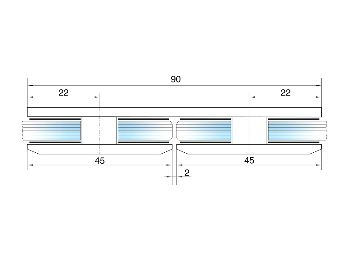 Конектор 180° цинк. сплав скло-скло GIFF 724Zn полірований хром