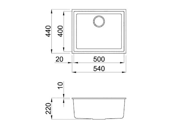 Мийка штучний камінь Elleci 540x440 Quadra 105 під стільницю Titanium M73