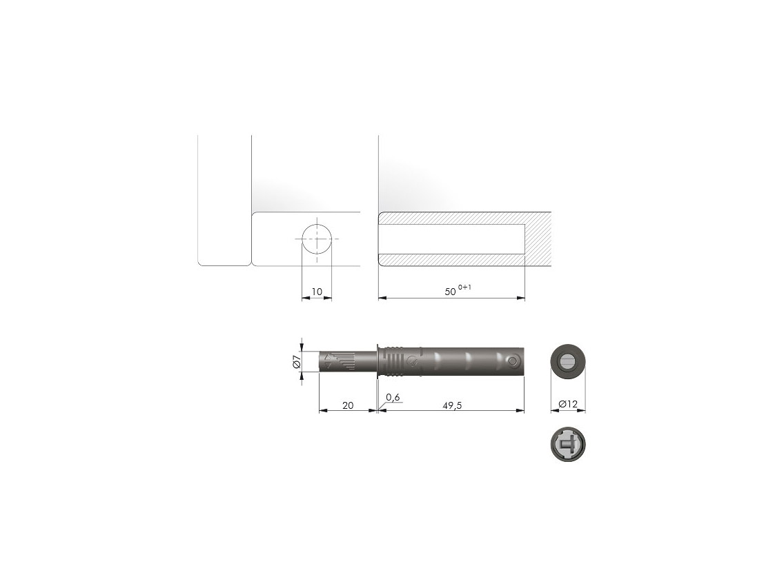 Штовхач Italiana Ferramenta K-PUSH TECH L=20 мм з магнітом білий (27204)
