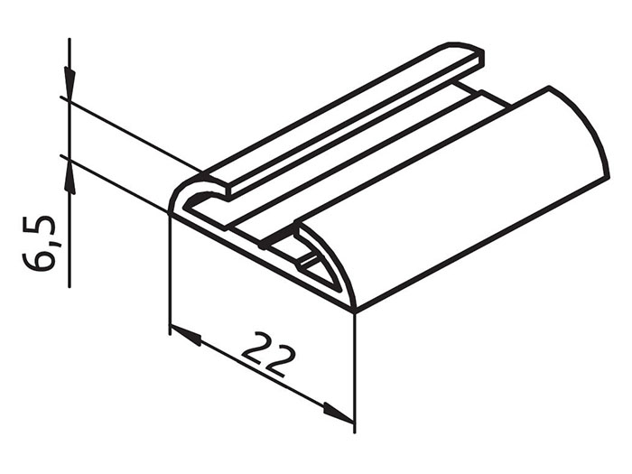 Направляючий профіль для складних та розкривних дверей Slider (срібло) L=5000