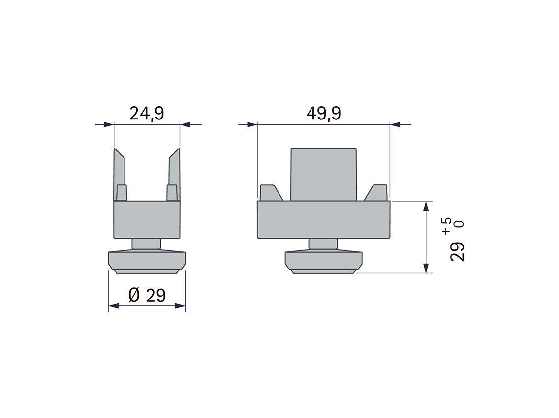 Опора регулируемая малая пластик Volpato Stili H=29 серый