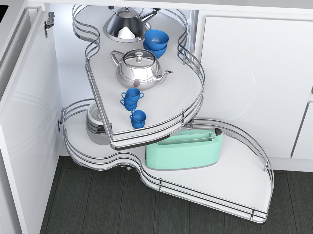 Механізм Combi`S в кутовий модуль 900 Inoxa Ellite 846BEY/DX правий хром/білий (2 полиці)