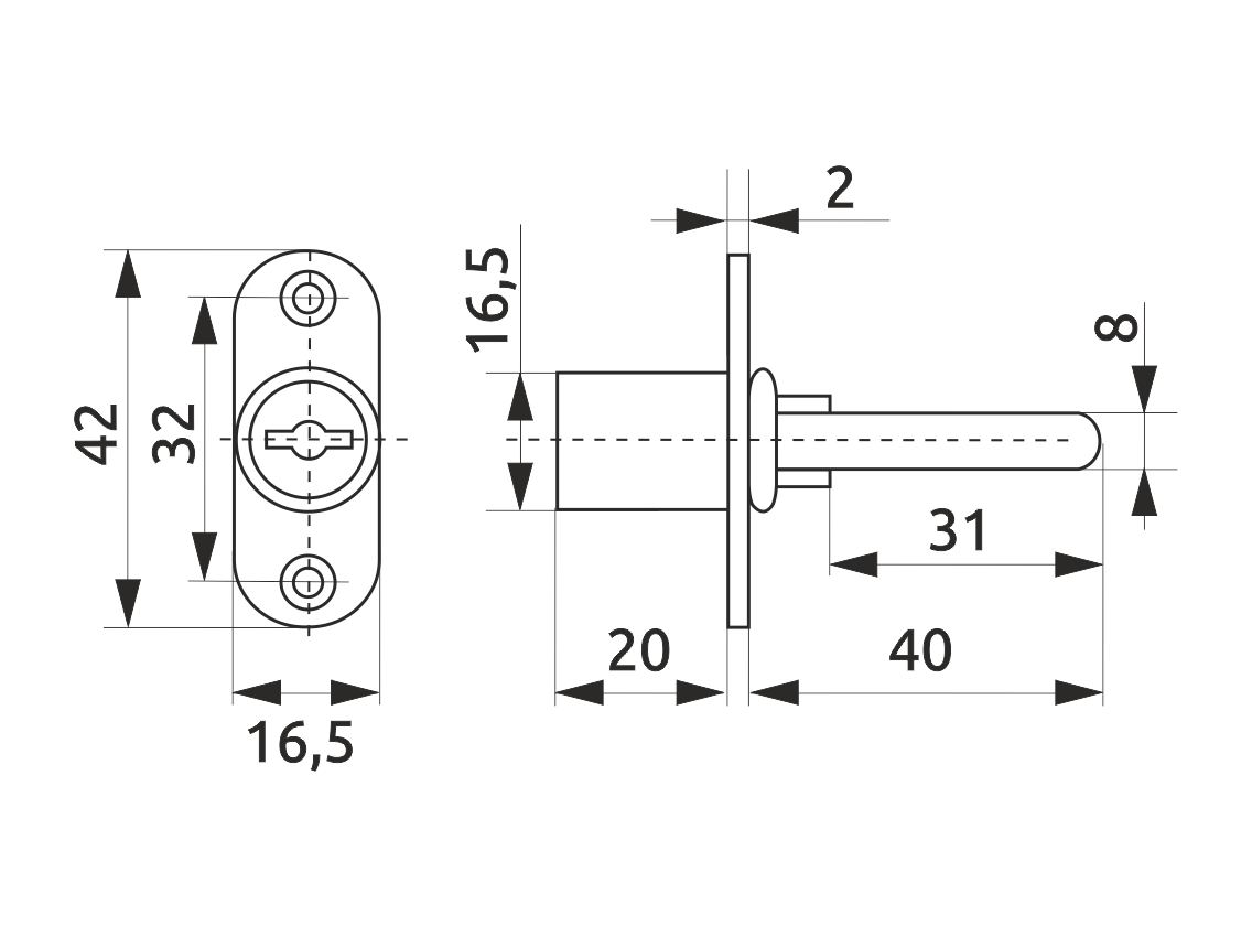 Замок мебельный центральный GIFF 288 L=500 хром