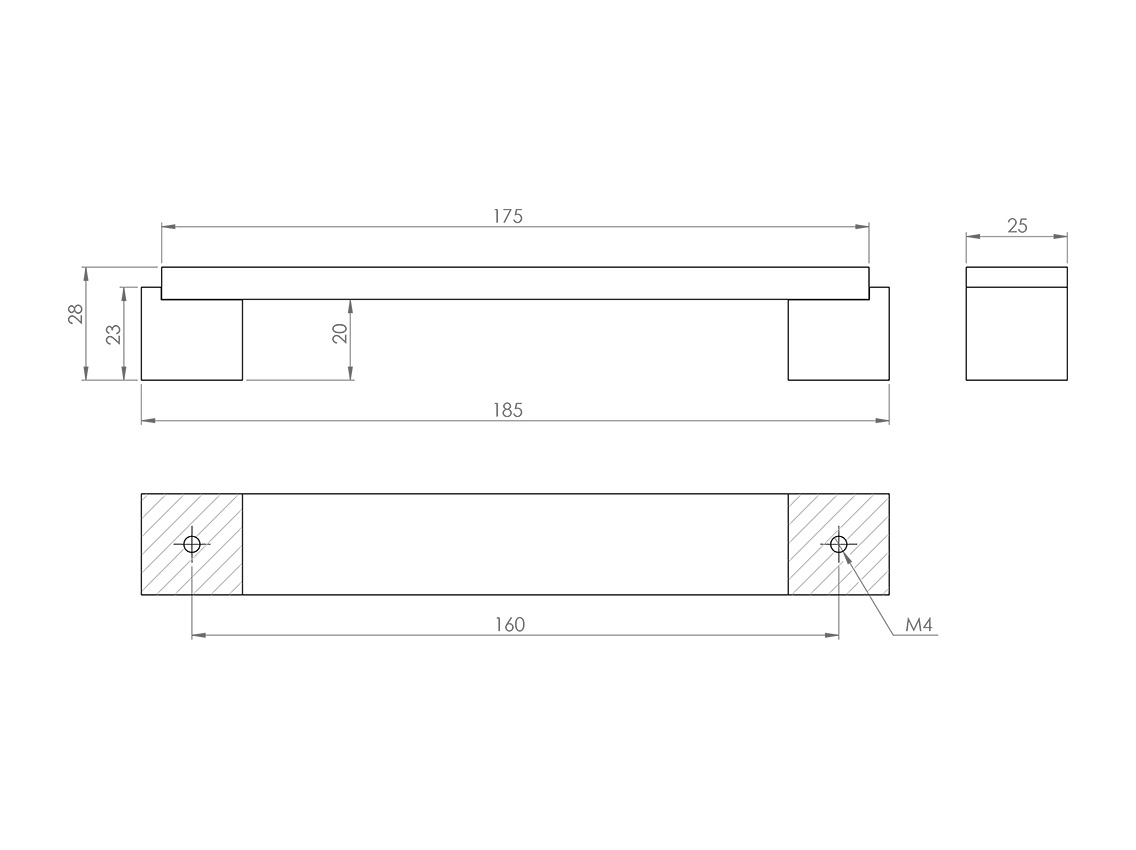 Ручка рейлинговая Virno Lines 402/160 браш сатин никель