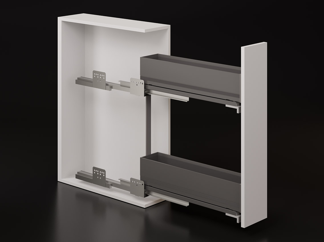 Карго фасад 150 бокове кріплення з дотягувачем Inoxa Ikona/Helios 6104HY ардезія (2 полиці)