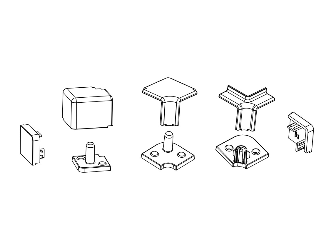 Комплект кутів та заглушок алюміній, до плінтусу VOLPATO L=4200 15х15 мм