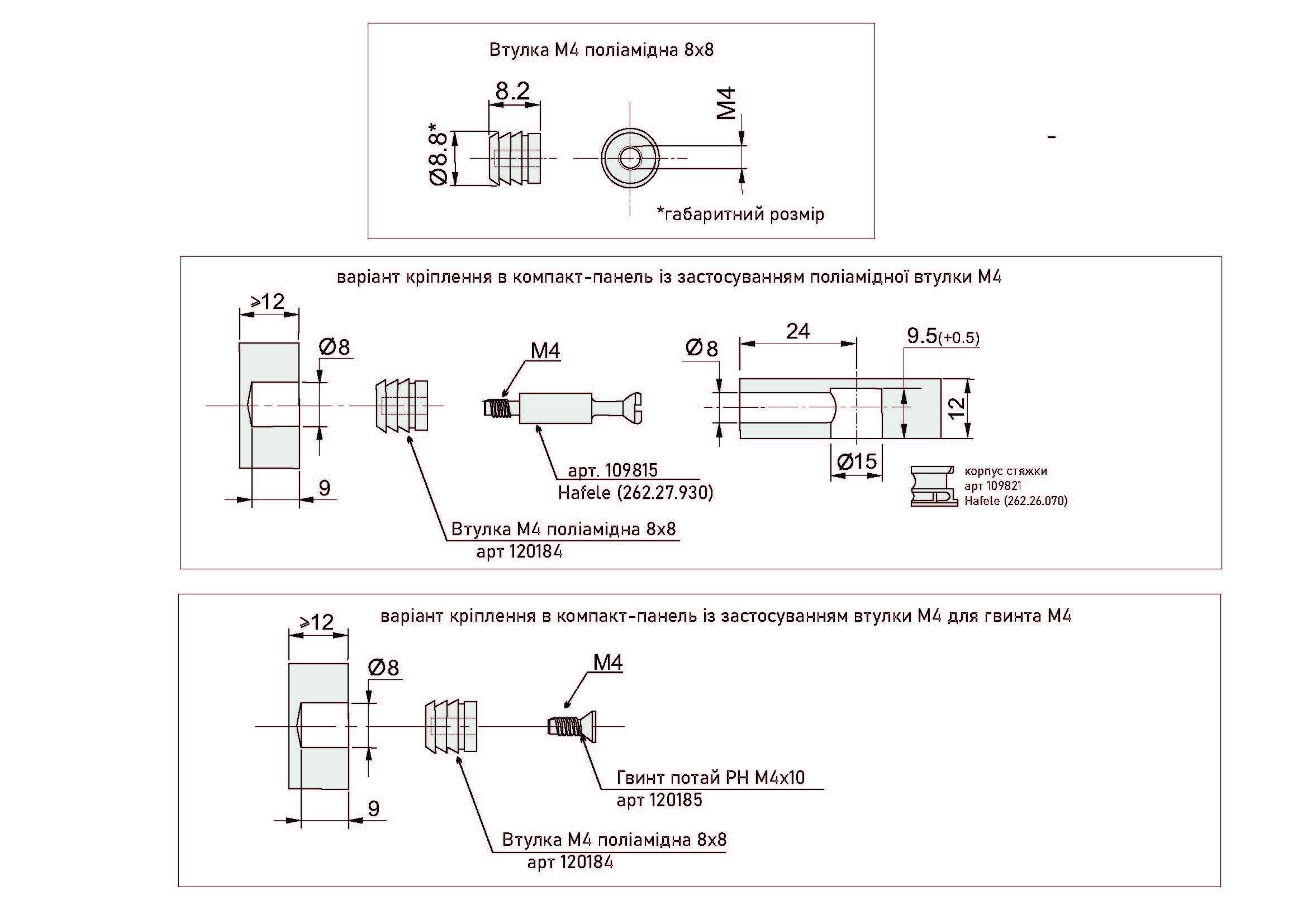 Втулка М4 8х8 нейлон