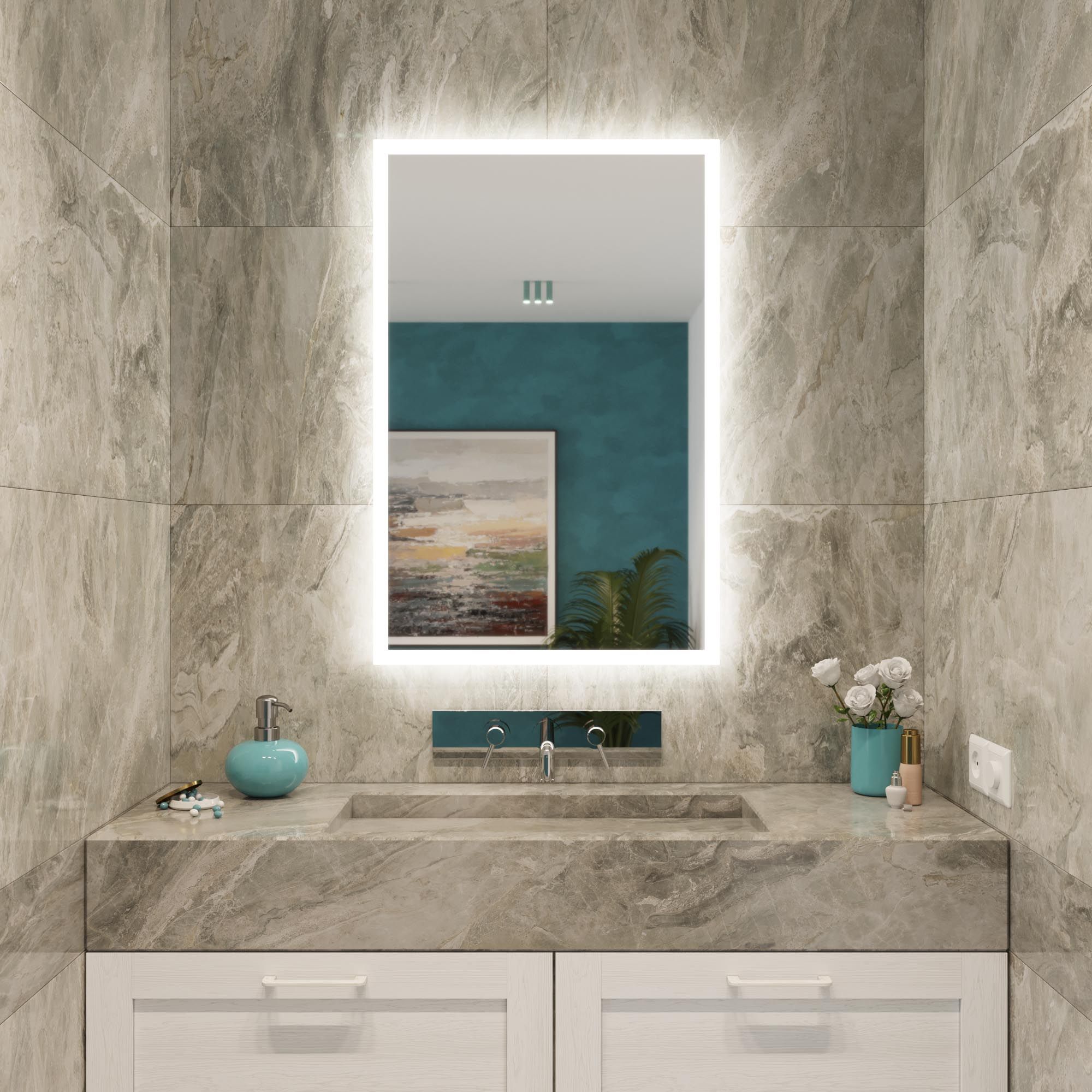 Декоративне дзеркало з підсвічуванням S12 вертикальне 600*500 мм