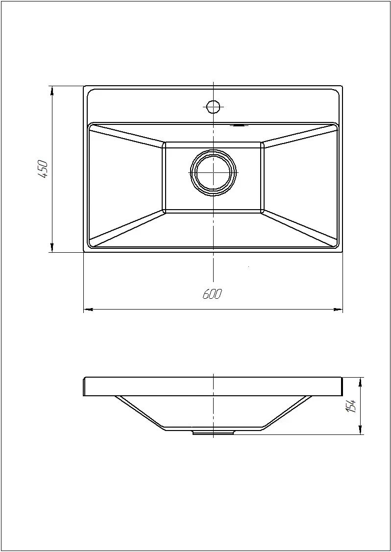 Раковина накладна для ванної кімнати Solid Астра 600