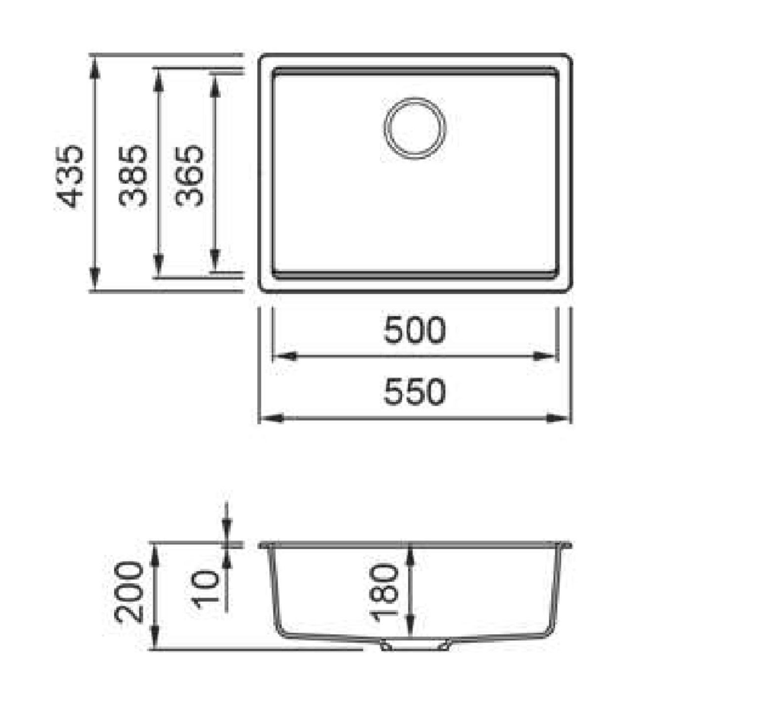 Мийка штучний камінь Elleci 570*510 TIME 105 under top Nero 40