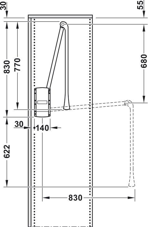 Гардеробний ліфт-пантограф 600-1000 мм чорний/хром Hafele