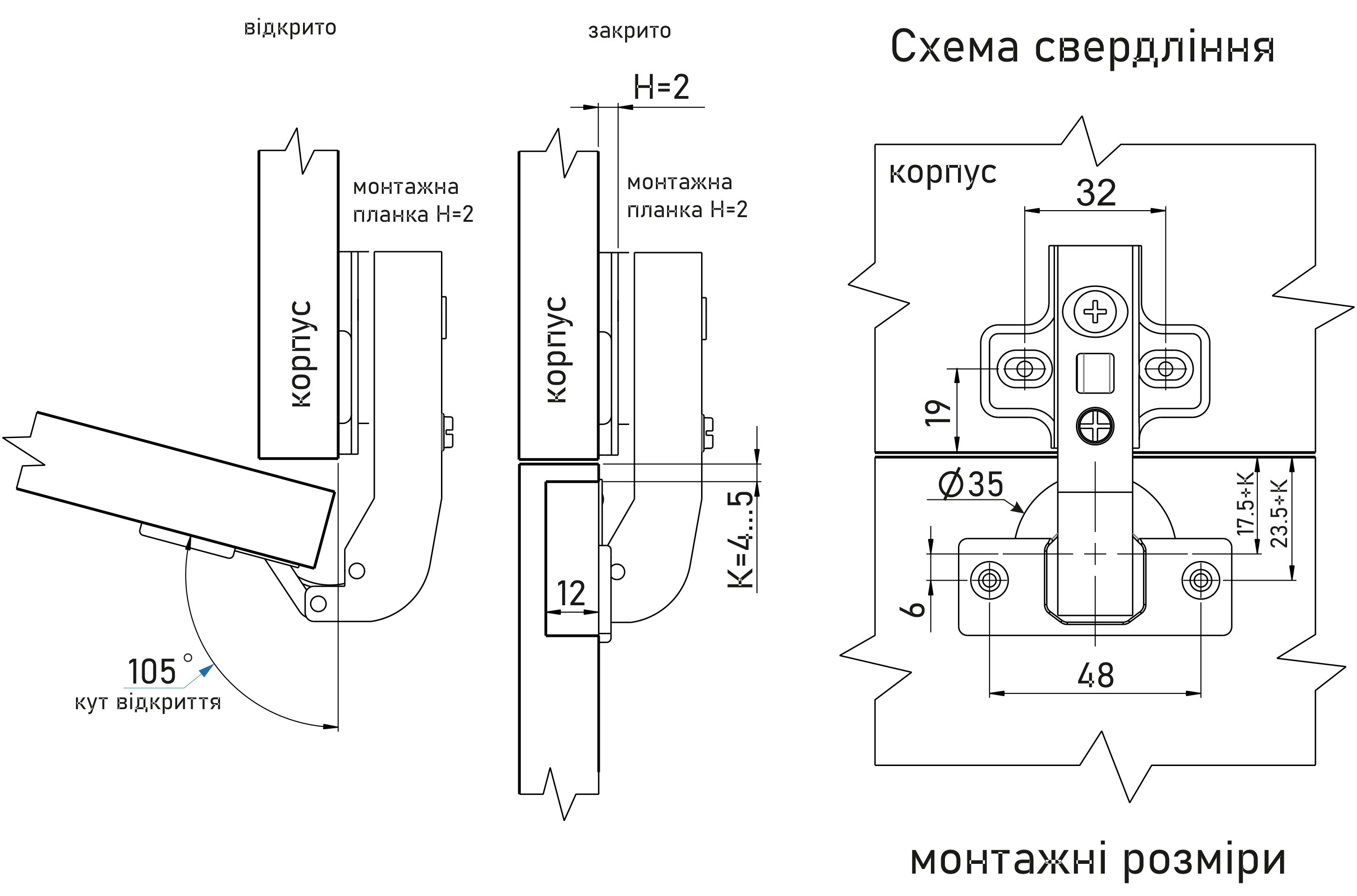 Петля ровнолежащая Clip-on GIFF PRIME 180* d=35 Н=2 нікель