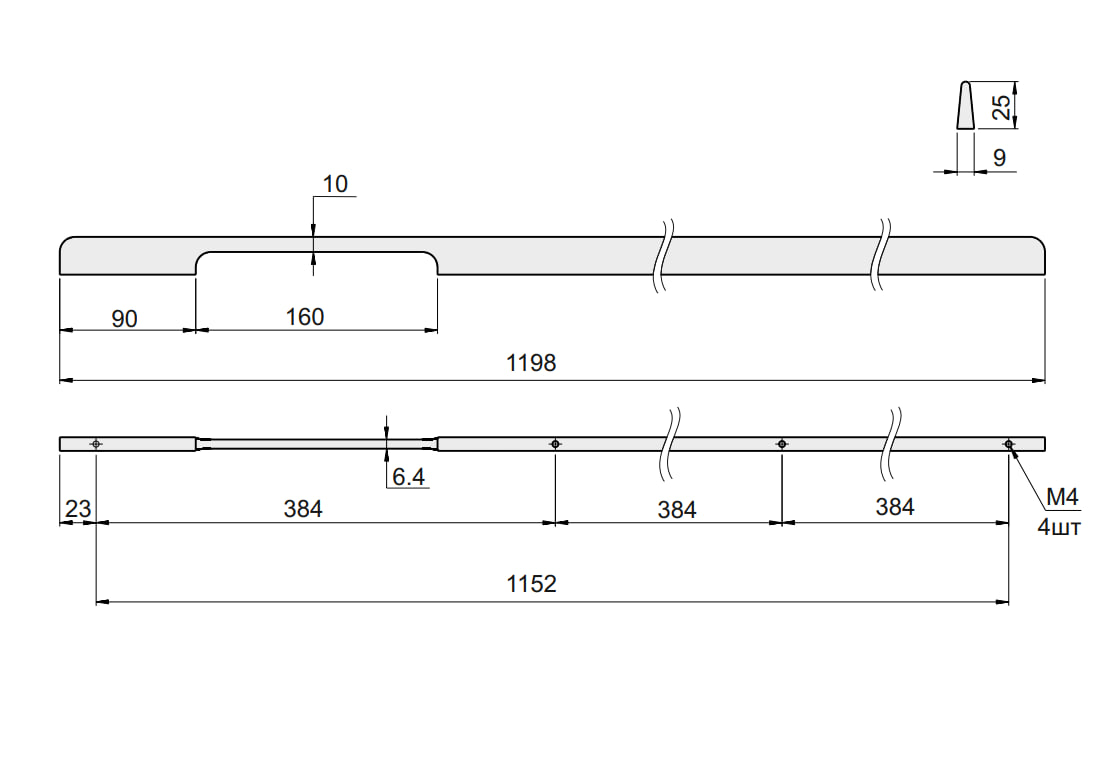 Ручка профільна GIFF 1/274/1152 золото браш