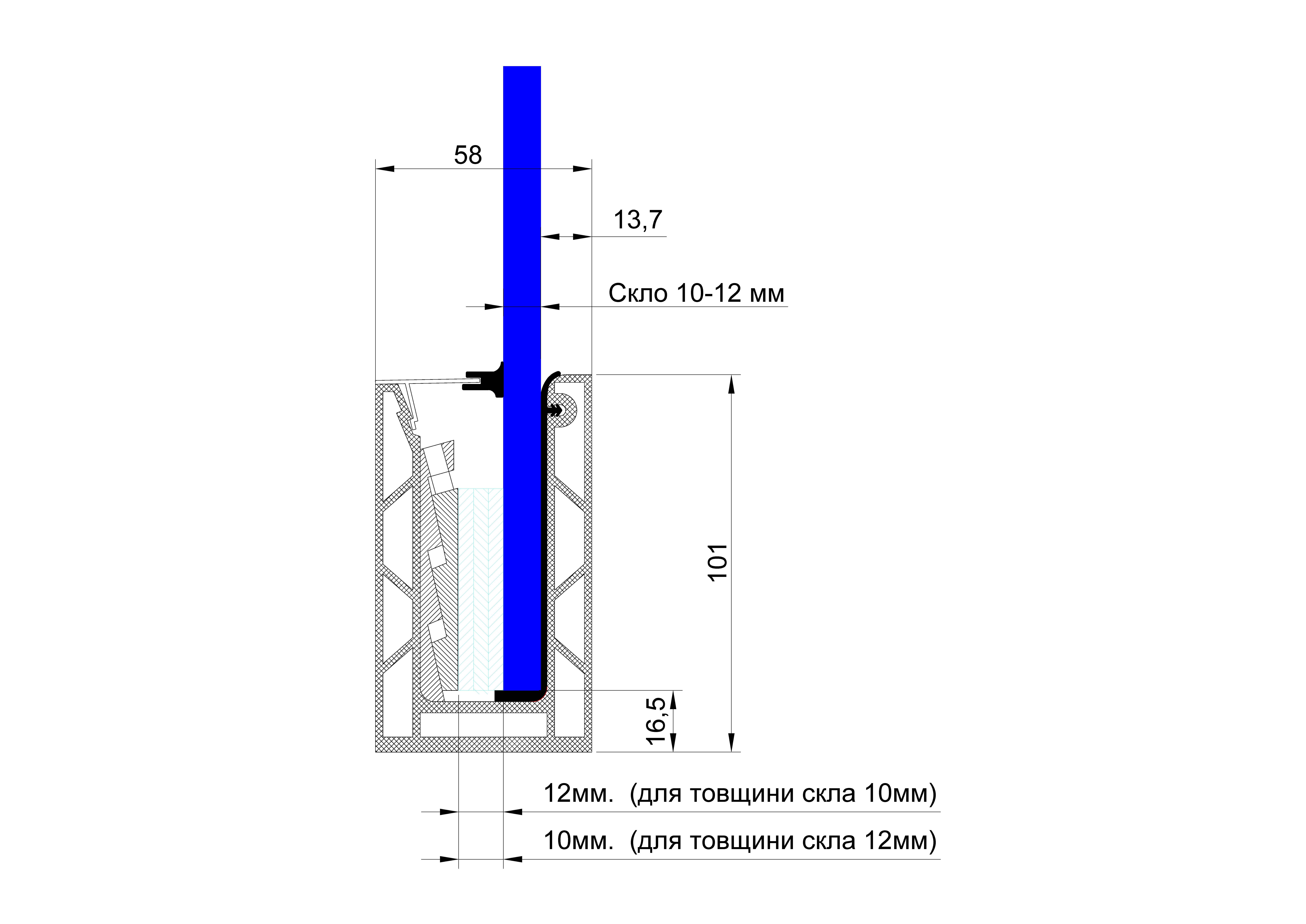 Комплект балконного профілю під скло 10-12 мм