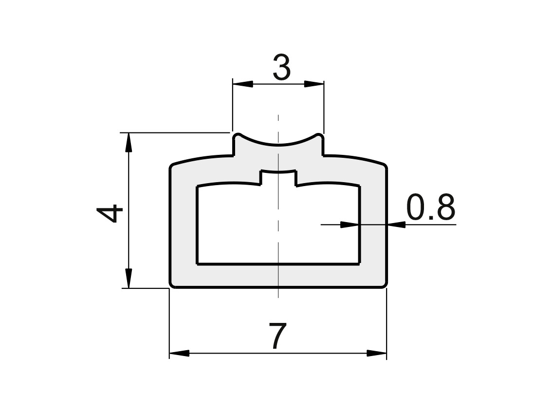 Ущільнювач в нижній направляючий профіль 7х4 прозорий матовий 100 м