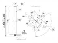 Опора для стола регулируемая GIFF Rondella 60/710 матовый хром