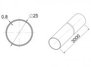 Труба d=25 GIFF L=3000 t=0,8 хром