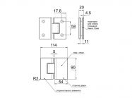 Петля 180° скло-скло GIFF 303 без фаски PSS золото