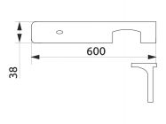 Стиковка стільниці кутова U-закруглена GIFF 38х600 R-3 алюміній