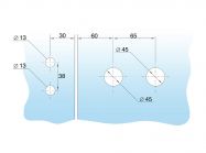 Замок с нажимной ручкой с двумя отверстиями 45 (ключ/защелка) GIFF GC
