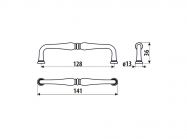 Ручка скоба Gamet UR55-128-L44 белый матовый с золотой патиной