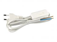 Шнур з вилкою та вимикачем УШ-1КВ 2х0,75 L=2000 білий